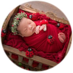 Zeroest Newborn Photography Wrap - Newborn Photoshoot Props for Boys & Girls - Stretch Knit Blanket for Baby Photo Prop (Red, Small)
