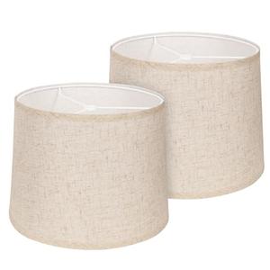GIGIVOSHA Lamp Shades Set of 2 - Drum Lampshades 11.4" x 12.9" x 9.8" Inches, Fabric Medium Replacement Lampshades for Table Lamp, Floor Lamp, Assembly Required, Spider, Linen