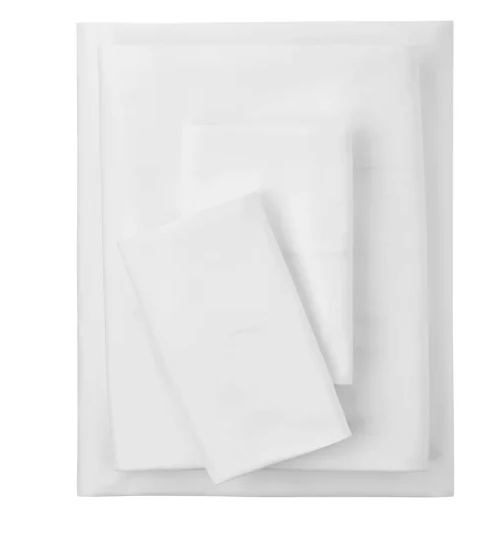 Piece 300 Thread Count White Cotton Blend Percale Bed Sheet Set, King (Size 144x176", 2 Pillow Case 24x30)
