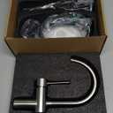 KENES Brushed Nickel Bathroom Faucet Single Handle Modern Prep Wet Bar Sink Faucet Bathroom Sink Faucets with Drain Assembly & Deck Plate, Farmhouse RV Camper Outdoor Utility Faucet, KE-9005B (Short)