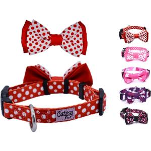 | Designer Dog Collar with Adjustable Bow | Comfortable and Strong | Durable and Cute and Made for Adventure | 5 Designs in 4 Sizes | Small, Medium, and Large Dogs