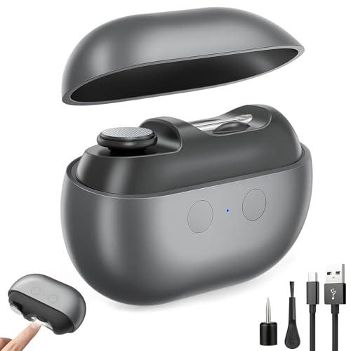 Electric Nail Clippers Seniors，3 in 1 Easy Clip Electric Nail Clippers，2 Speeds, Magnetic Cover, USB Charging, Polisher with LED Light, & Nail Scraps Storage for Seniors, Adults, Kids (Gray)