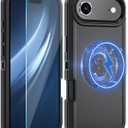 Magnetic for iPhone Air Case,with Belt Clip,[Compatible with Magsafe] W/Tempered Glass Screen Protector,Anti-Drop,Shockproof,Heavy Duty Protection (Black)