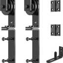 Bifold Barn Door Roller set, Bi-fold Barn Door Hardware Kit for 2 Doors, Black Plastic Spraying for Corrosion Resistance, Folding Push-Pull for Space Saving, Smooth and Quiet Sliding(just roller)