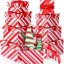 Zhanmai 8 Pcs Christmas Nesting Boxes Stackable Gift Boxes with Lids for Present Candy Cane Red White Green Christmas Boxes for Gifts Giving Holiday Decorative Present Wrapping (Red White, Square)