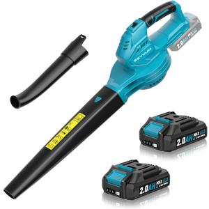 SEYVUM Leaf Blower, 20V Cordless Blower with 2 x 2.0Ah Battery, Electric Leaf Blowers for Lawn Care, 350 CFM 150 MPH Battery Powered Leaf Blower, for Patio, Garden Cleaning, Fast Charger, Blue