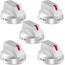 Upgraded DG94-04167 Gas Stove Knobs(5pcs), NX60A6511SS Knobs, Replace DG94-04167A DG94-04167D DG94-03950A Knob, Fit for Samsung Stove NX60A6511SS/AA NX60A6711SS/AA NX60A6751SS Knob (Silver)