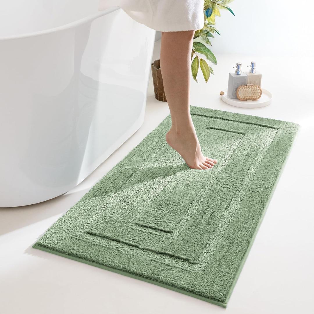 GRANNY SAYS Sage Green Bathroom Rugs Non Slip, 48" x 24", Small Bathroom Rugs WashableBath Rugs for BathBath Mats for Bath Floor, Microfiber Bath Mat for Tub, Absorbent Shower Rug