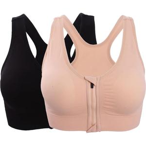 Hiking Gril Women's Zip Front Sports Bra Wireless Post-Surgery Yoga Bras (L)