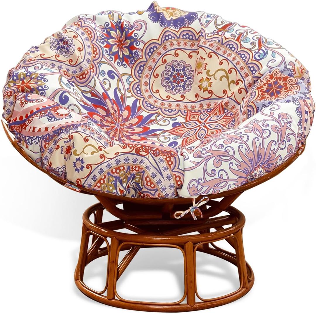 Papasan Cushion Cover Only, Water Resistant Papasan Chair Cushion Cover for Outdoor lndoor,Skin-Friendly Soft Machine Washable Unfading Zippered Cover (Bohemian Flower Pattern, 55in)