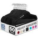 ZOBER Black Velvet Hangers 50 Pack - Clothes Hangers, Coat Hanger for Pants & Dress Clothes - Non Slip w/ 360 Degree Swivel, Holds up to 10 lbs - Strong Felt Hanger for Clothing