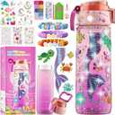 BOOH Decorate Your Own Water Bottle Kits for Girls, Mermaid Painting Diamond Art & Bracelet Making Kit for Girl, Crafts for Kids Ages 4-8, Birthday Christmas School Gifts (Mermaid)