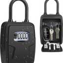 Key Lock Box Outdoor with Code, Large Key Lockbox for Keys Outside Portable Lock box for Keys, 4 Digit Combination Key Safe Storage, Waterproof Keybox Wall Mounted for Outdoor Home Garage Office (Black)