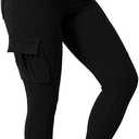 Visit the WDIRARA Store WDIRARA Women's Cargo Leggings Tummy Control Workout Knit Yoga Pants with Flap Pockets, Medium 