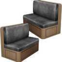 Leather Look RV Dinette Cushion Covers, Stretch Camper Cushion Slipcovers for Travel Trailer Couch RV Booth Seat, Replacement Camper Sofa Chair Protector (2 Backrest Cover & 2 Bench Cover,Light Grey)