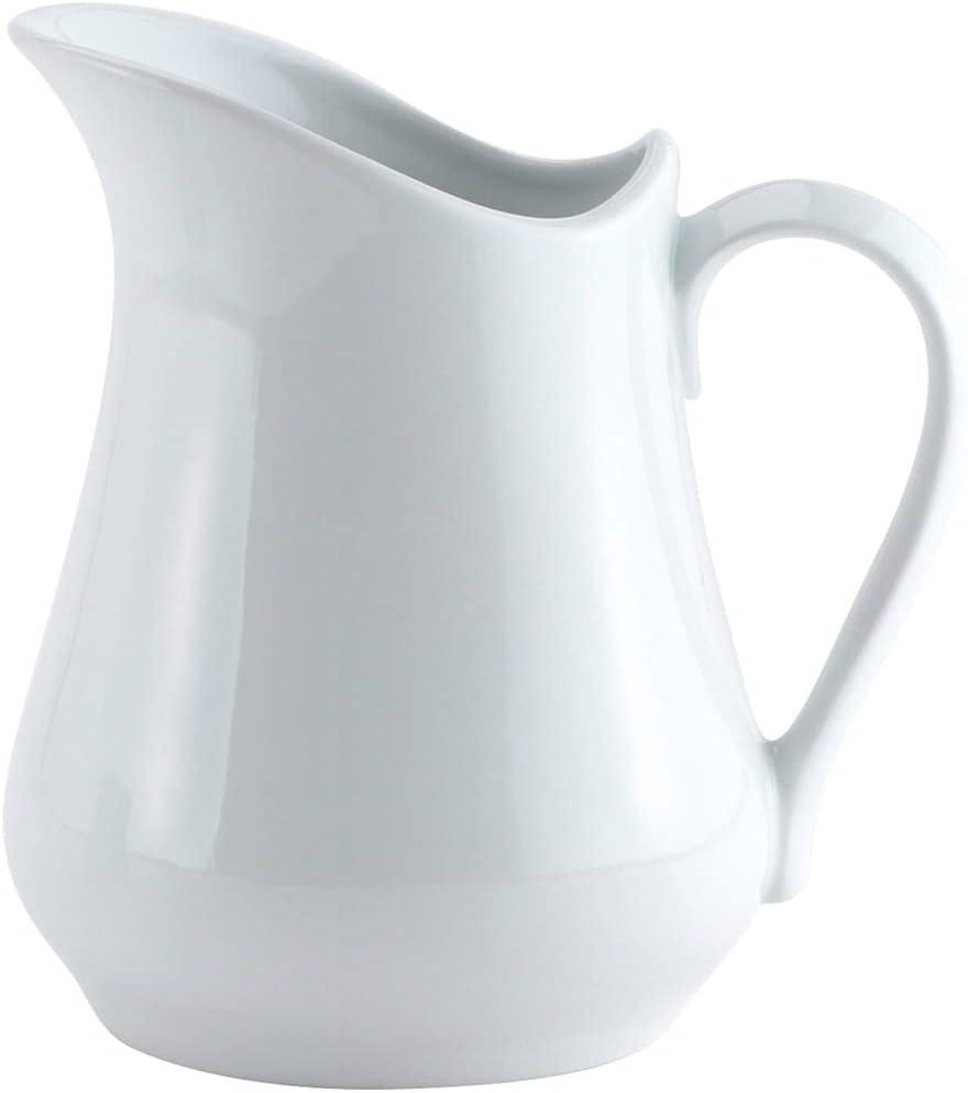HIC Creamer Pitcher with Handle, Fine White Porcelain, 8-Ounces