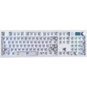 GMK104 Barebones Keyboard Kit with Screen&Knob,QMK/VIA Programmable BT5.0/2.4GHz/Type-C Tri-Mode Gasket Mounted Hot Swap RGB Backlit Full Size Custom PCB Kit DIY Mechanical Keyboard for Win/Mac(White)