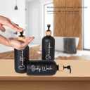 Glass Shampoo and Conditioner Pump Bottles Soap Dispenser Bamboo Pump Head Empty Glass Refillable Shampoo Conditioner Body Wash Soap Bottles for Bathroom, 17 oz, 3 Pack, Black