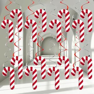 90pcs Christmas Candy Party Decorations Christmas Candy Cane Foil Swirl Ceiling Hanging Ornaments Decor Candy Cane Cutouts Party Supplies for Christmas Tree Home Decor Xmas Winter Holiday Party Favor