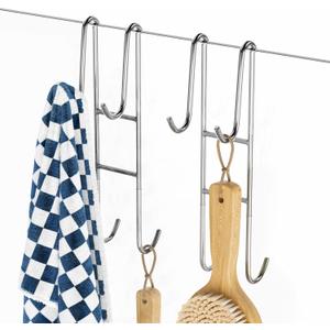 Cerbonny Shower Door Hooks (10 Inch), 2 Pack Extended Towel Hooks for Bathroom, Over Door Hooks, Shower Hooks for Frameless Glass Door, Silver