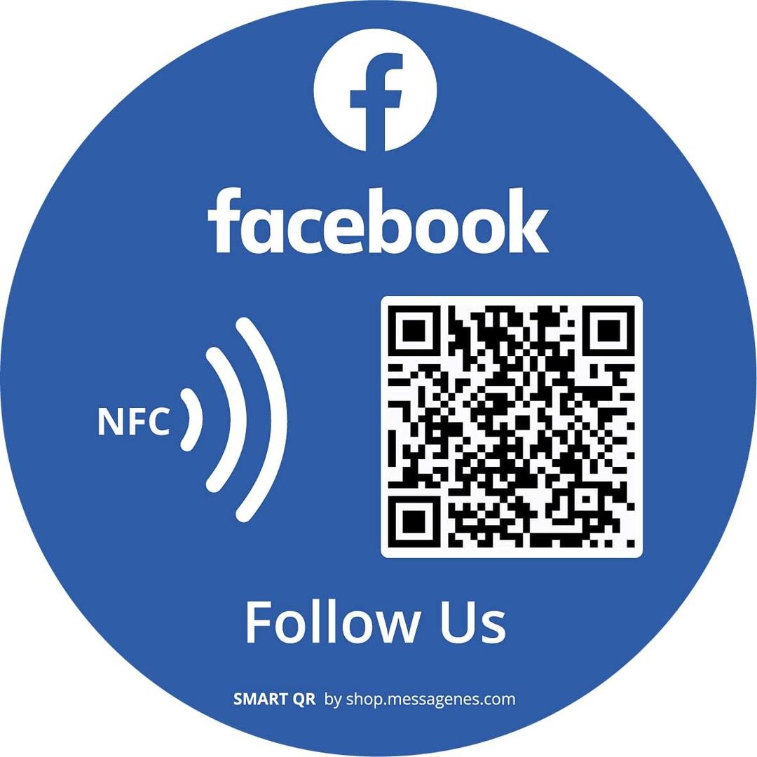 Reusable Followers and Likes Tap Sticker for Facebook - 1-Sticker - QR & Tap NFC Sticker - Follow us on Facebook Tap Sticker - iPhone & Android - Get Likes Sticker - Set Up at Home | MESSAGENES (1x Facebook Round 3.93" x 3.93")