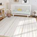Nakagishi Area Rug Living Room Rugs: 5x7 Large Soft Machine Washable Boho Moroccan FarmNeutral Stain Resistant Indoor Floor Carpet for Bedroom Under Dining Table Home Office Decor-Cream Brown