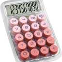 Mechanical Switch Calculator with 10 Digits Large LCD Display, Cute Basic Calculator with Big Button Anti-Slip Pad, Transparent Body, for Office Desk Home Business School - Red