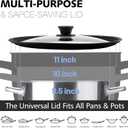 Anaeat Silicone Universal Lid for Pots, Pans and Skillets - Tempered Glass Covered with Heat Resistant Silicone Rim Fits 9.5", 10" and 11" Diameter Cookware -Easy to Use Replacement Frying Pan Cover