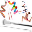 SIRCLES 26 inch Twirling Marching Baton in Stainless Steel with Rubberized Ends Mini Shaft 3/8 with 2 Dancing Ribbons (26 Inch) 2 Pack