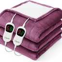 Homemate Electric Heated Blanket Queen - 84"x90" Heating Bed Blankets Throw with 10 Heating Levels 8 Hours Auto Off Fast Heating Over-Heated Protection Ultra Soft Warm Flannel ETL Certified Purple