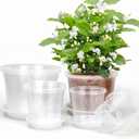 RAOOKIF 10/8/6/5 Inch Clear Nursery Pots with Drainage Hole and Saucers, 12 Pack Large Nursery Pots for Plants for Indoor Outdoor, Plastic Clear Plant Pots for Flowers, Succulents, Vegetables