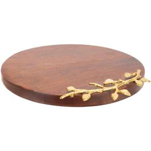 Elegance Golden Vine Wooden Serving Tray - Appetizer Charcuterie Cheese Board -12" Round