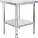 KUARBARR Stainless Steel Table for Prep & Work with Undershelf 24 x 24 Inches NSF Metal Commercial Kitchen Prep Table with Adjustable Under Shelf Worktable for Restaurant Home Outdoor
