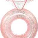 HeySplash Pool Floats, Inflatable Diamond Ring Pool Float, Large Engagement Ring Floatie for Bachelorette Party, Swim Tube River Lake Wedding Bride Stagette Decor Fun Toy Raft Adults, Rose Gold