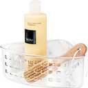 iDesign Plastic Suction Cup Corner Shower Basket for Bathroom Storage - Clear - Made in USA