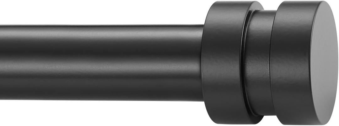 16-56 inch Long Adjustable Matte Black Curtain Rods,1 inch Diameter Splicing Heavy Duty Rod Set with Aluminum Finals for Windows, Door, Drapery
