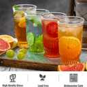 Vintage Drinking Glasses, 12 pcs Embossed Designed Highball Glasses, 16oz Glass Cups, Tall Water Glass Tumbler, Mojito Cup, Cocktail Glass, Vintage Glassware Set for Juice, Cocktail, Whiskey