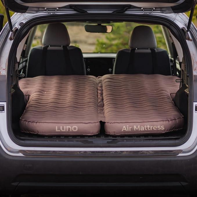 Luno AIR Base Mattresses - SUV Air Mattress for Car Camping w/ 12v Electric Pump, Durable 200D Oxford Fabric, Two Head Support Straps & Repair Patch - Car Camping Mattress that Fits All Compact SUVs