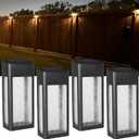 GOODFOEVER 4 Pack Solar Fence Lights Solar Post Accent Light/Wall Light for Outdoor, Yard, Fence, Porch and Garage, Body in Aluminum and Glass Waterproof