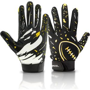 ATERCEL Youth Football Gloves Kids Sticky Receiver Gloves Grip Football Glove for Boys Girls,Size: Youth S