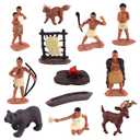 Native American Figurines Set Miniture Indian Figure Toys Indian Figurines for Kids Indian Figures Playset Includes Camp Fire Deer Bear Fox for Birthday Decoration School Projects - 12 Pcs