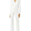 Amazon Essentials Women's Long Sleeve Cotton Modal Pajama Set, Loungewear with Full-Length Bottom, White, Medium