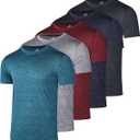 Real Essentials 5 Pack: Men’s Short Sleeve Dry Fit Active Crew Neck T Shirt - Athletic Running Gym Workout Tee Tops, XL