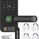Keyless Entry Door Lock with Handle, Door Locks for Bedroom, Auto Lock, Fingerprint Door Knob with Key, Passcode, Digital Smart Code & Front Handle Sets-Black