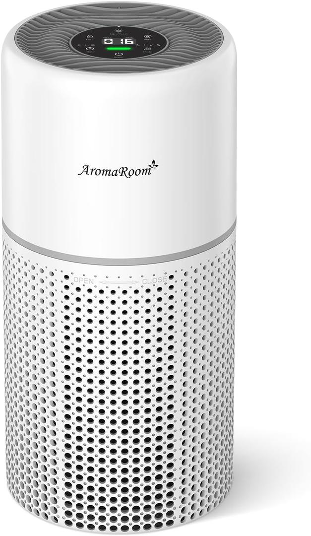 AromaRoom Air Purifiers for Home Large Rooms, True HEPA Filter, 22dB Quiet Sleep Mode, Smart Auto Mode, Real-time PM2.5 Monitor & Child Lock, Air Cleaner for Pet Dander, Pollen, Smoke | Real-time PM2.5 Monitor & Child Lock, True HEPA Filter, Air Cleaner for Pet Dander, Pollen, Smoke, Smart Auto Mode