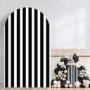 Halloween Black Stripes Arch Backdrop Covers Birthday Baby Shower Party Decoration Halloween Arch Cover (6.6FT)