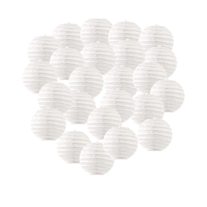 6" White Round Paper Lanterns, JRing 24pcs White Chinese Japanese Mini Paper Ball Lanterns for Weddings, Parties & Home Decor (24Pack)