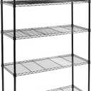 Elevon 5-Tier Storage Shelves, Adjustable Metal Wire Shelving Unit with Leveling Feet Heavy Duty Pantry Shelves Organizer Rack for Kitchen Garage Laundry Office Warehouse, 35"L x13.4"W x64.3"H, Black