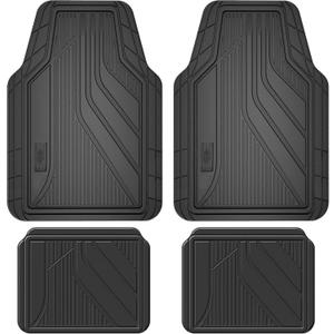 Dickies 4-Piece All-Weather Floor Mats, Trim-to-Fit Mats for Cars, Trucks, SUVs  Black