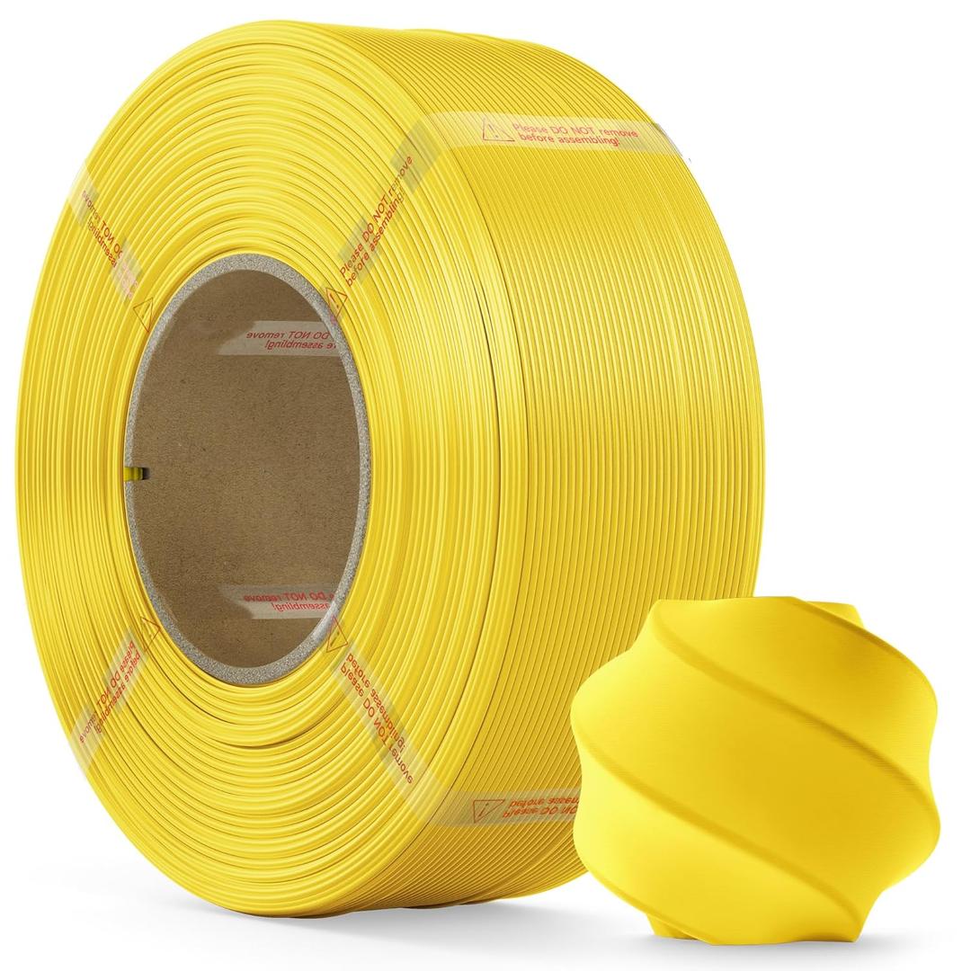 PLA Filament 1.75mm PLA 3D Printer Filament(Refill),1kg Refill for Reusable Spools(2.2lbs),Premium Quality 3D Printing Filament for Bambu lab 3D Printers,Yellow